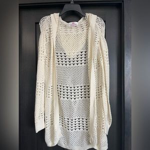 Justice, Open Knit Cardigan With Hood, Jr Sz 14/16 Girls